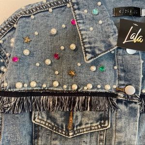 Dressed In Lala Size Large Denim Embellished Jacket